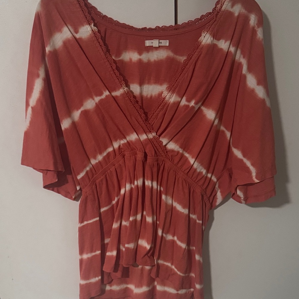 Maurices Red Tie-Dye Wrap Blouse